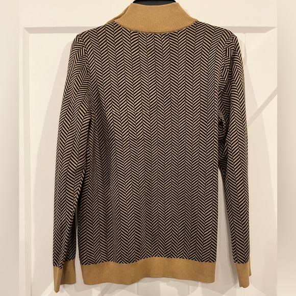 Calvin Klein Mock Neck Sweater Size Medium Black and Tan - Picture 5 of 6